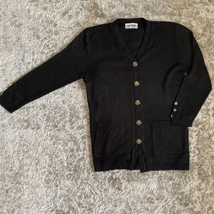 San Remo by Laura Knits Vintage Black Knit Sweater w/ Gold Buttons Size M